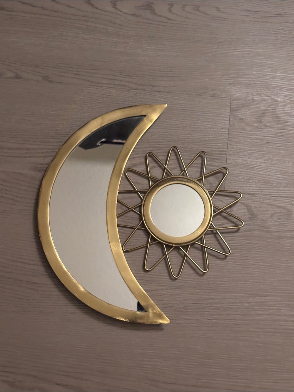 Gold Moon and Sun Wall Mirror Set - Decorative Home Accent